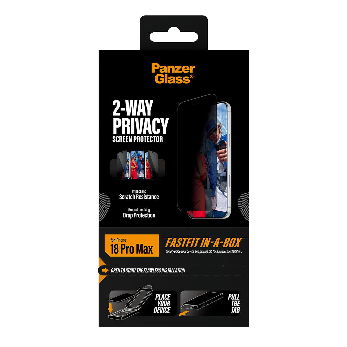 Panzerglass iPhone 18 Pro Max Screen Protectors Uwf Fastfit In A Box 2-Way Privacy