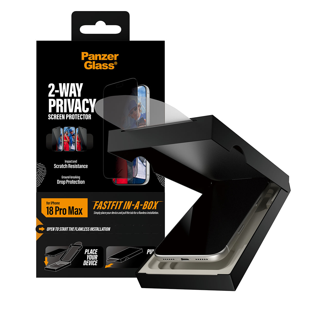 Panzerglass iPhone 18 Pro Max Screen Protectors Uwf Fastfit In A Box 2-Way Privacy