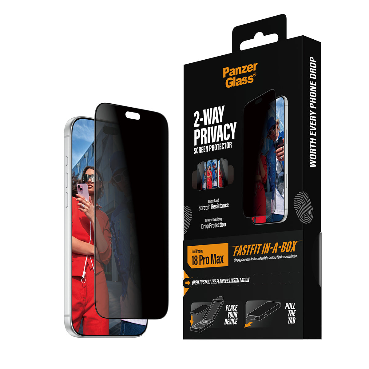 Panzerglass iPhone 18 Pro Max Screen Protectors Uwf Fastfit In A Box 2-Way Privacy