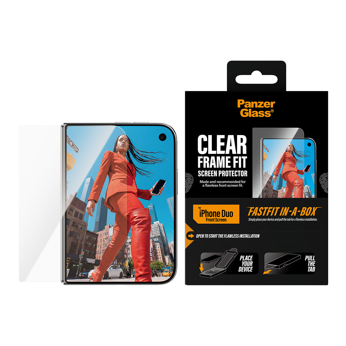 PanzerGlass Ultra-Wide Fit Sub-Screen Protector for iPhone Duo with FASTFIT IN-A-BOX - Clear