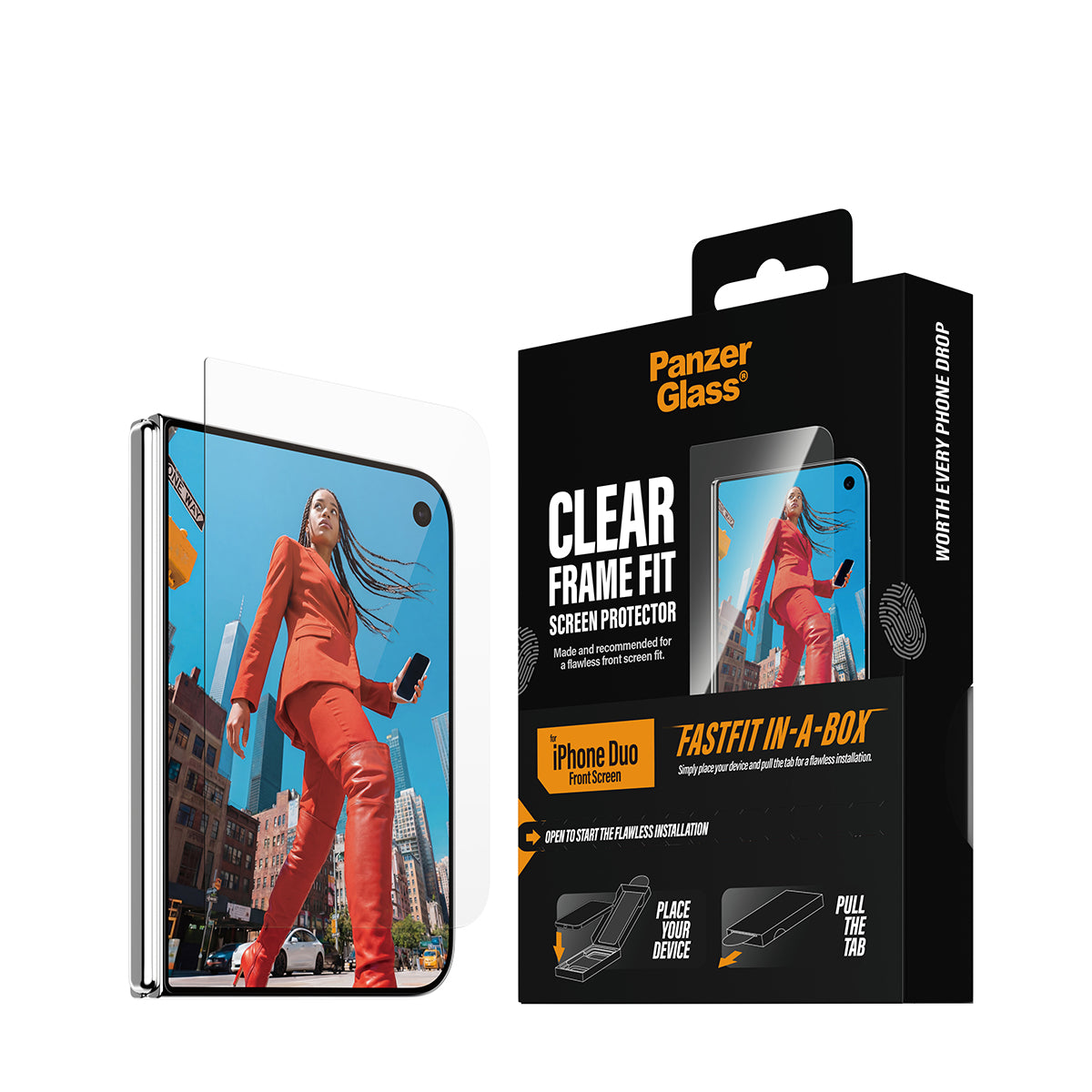 PanzerGlass Ultra-Wide Fit Sub-Screen Protector for iPhone Duo with FASTFIT IN-A-BOX - Clear