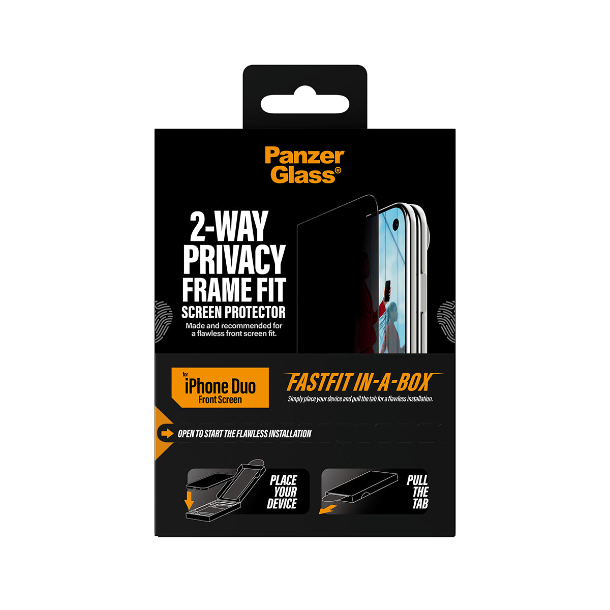 PanzerGlass Privacy Ultra-Wide Fit Sub-Screen Protector for iPhone Duo with FASTFIT IN-A-BOX
