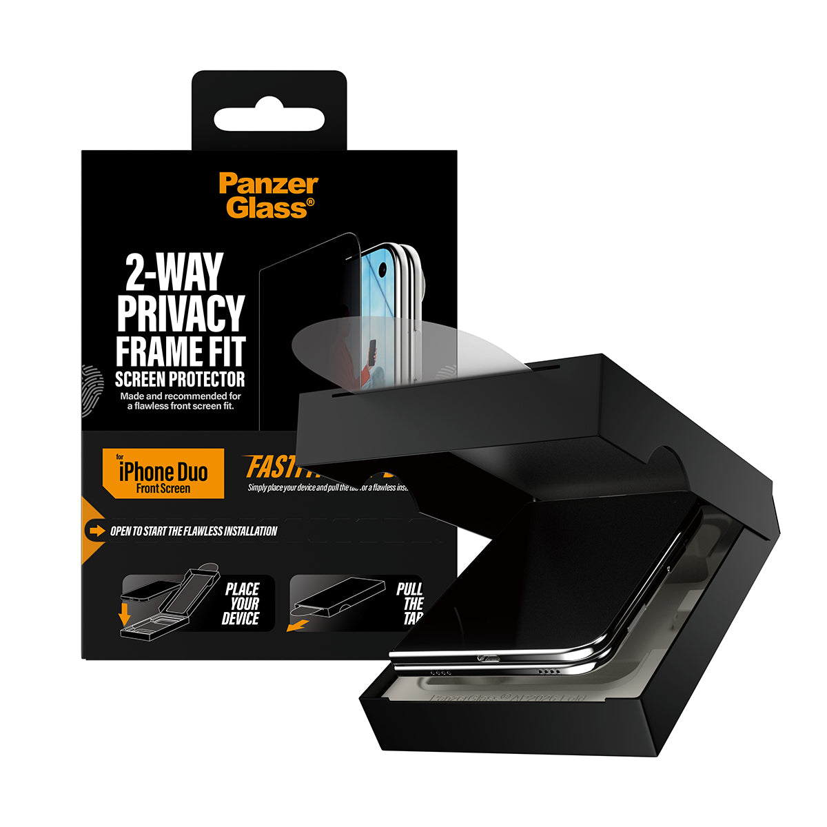 PanzerGlass Privacy Ultra-Wide Fit Sub-Screen Protector for iPhone Duo with FASTFIT IN-A-BOX