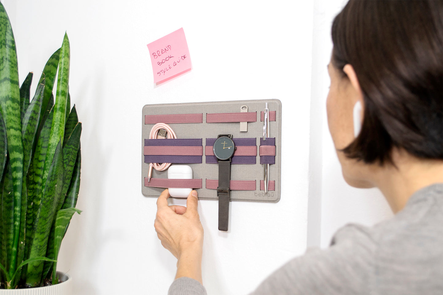 Beblau Shift Pro 3-in-1 Organizer Laptop, Wall & Backpack Tech Storage, Pink