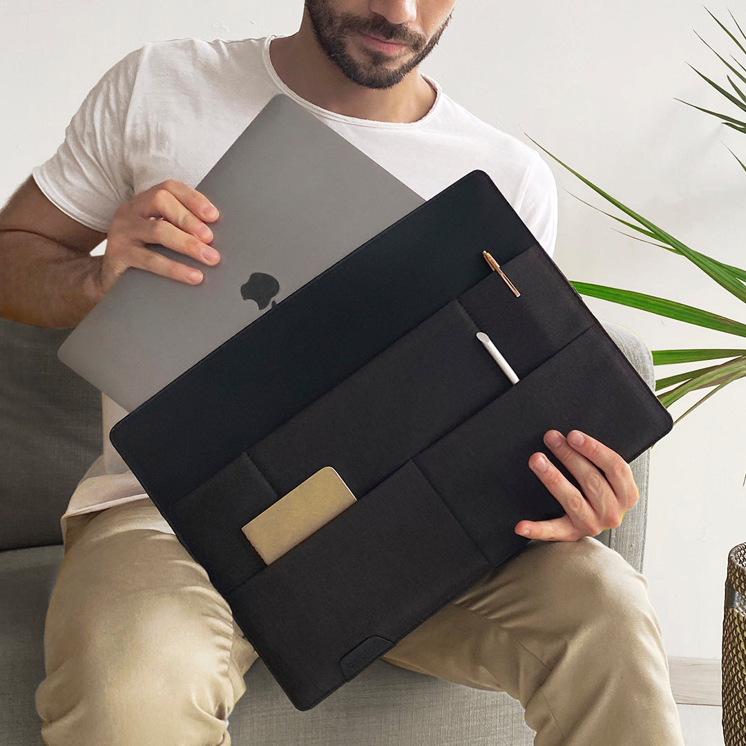 Beblau Stand-Up Sleeve Laptop/Tablet Sleeve, Portable Organizer & Desk Stand, 13 Inch