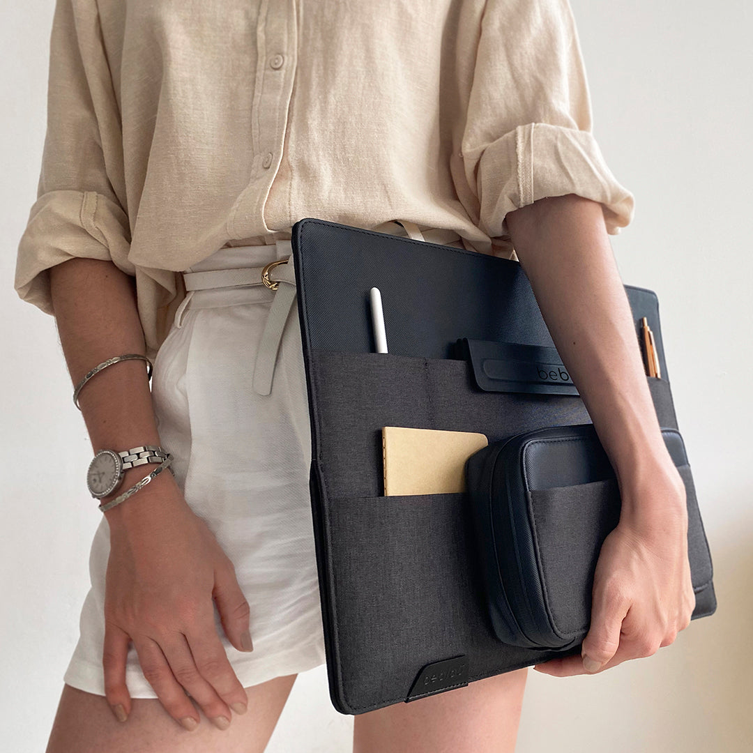 Beblau Stand-Up Sleeve Laptop/Tablet Sleeve, Portable Organizer & Desk Stand, 13 Inch