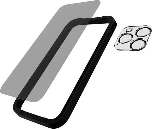 مجموعة حماية تيك21 امباكت جلاس/الكاميرا مع واقي شاشة الخصوصية لجوال ايفون 15 برو