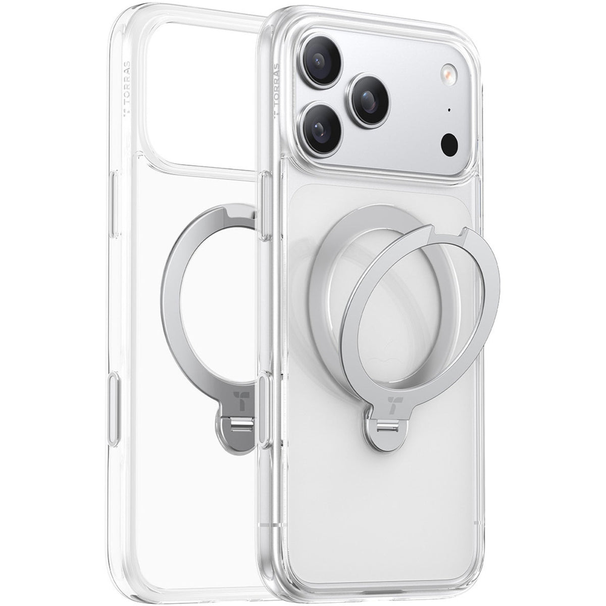 Torras Ostand Q3 Spin Case for iPhone 18 Pro - Clear