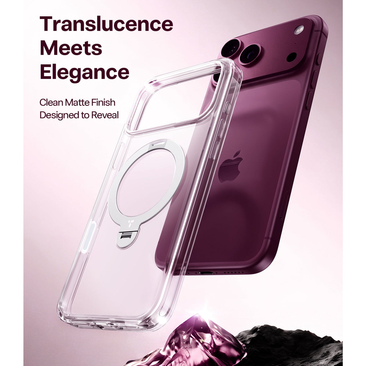 Torras Ostand Q3 Spin Case for iPhone 18 Pro - Clear