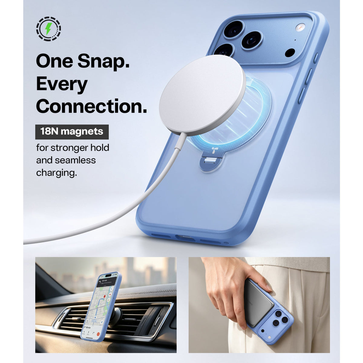 Torras Ostand Q3 Spin Case for iPhone 18 Pro - Blue