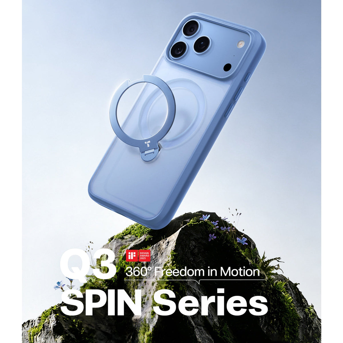 Torras Ostand Q3 Spin Case for iPhone 18 Pro - Blue