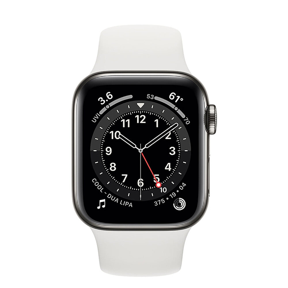 Apple Watch Series 6 Cellular 40mm Silver Stainless Steel Case with White Sport Band
