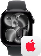 Apple&nbsp;Watch بجانب شعار +AppleCare‏