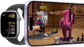 Apple Watch Series 11، إطار ألومنيوم بلون فضي، قياسات التمرين، حزام رياضي بلون رمادي صخري، فيديو تمرين يُعرض على iPhone مقترن