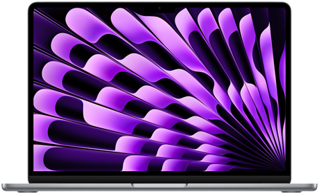 صورة أمامية لجهاز MacBook Air مقاس 13 إنش باللون الرمادي الفلكي