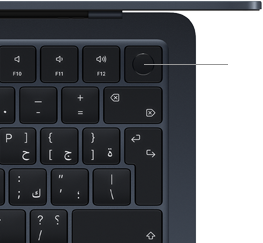 لقطة علوية للوحة مفاتيح جهاز MacBook Air مع ميزة بصمة الإصبع