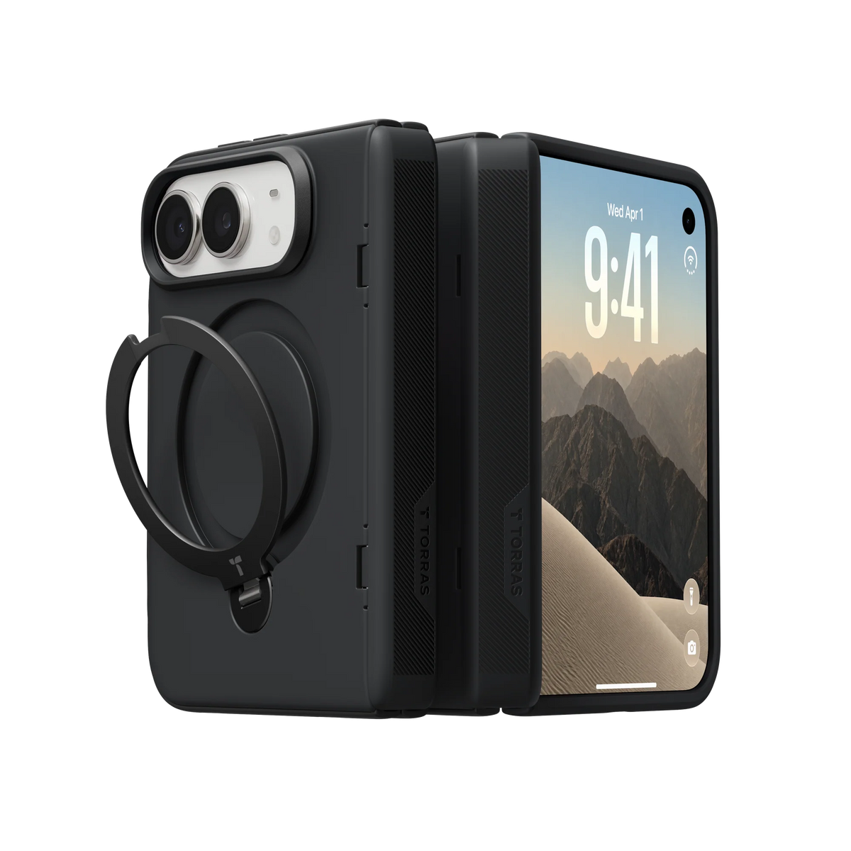 Torras Ostand Q3 Spin Case for iPhone Duo - Black