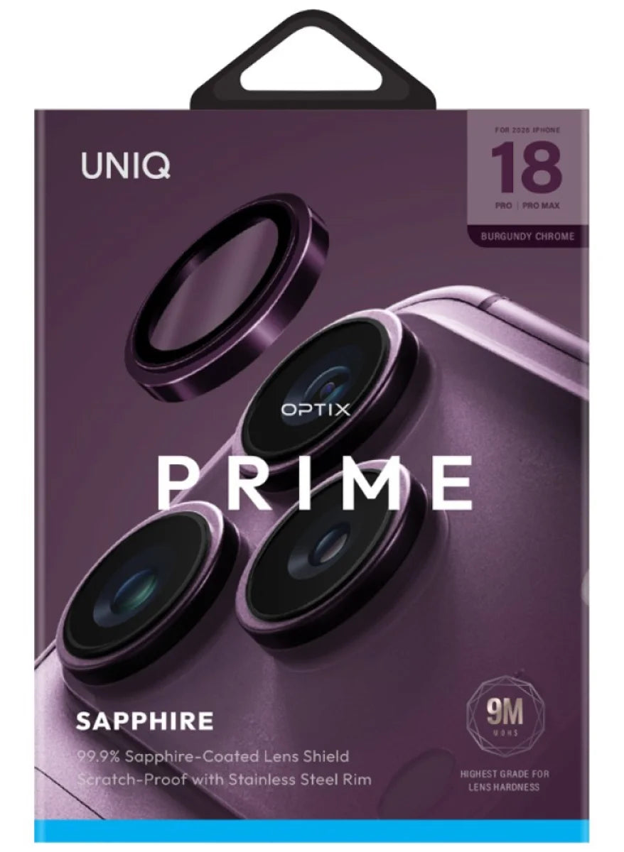 UNIQ Optix Prime Camera Lens Protector for iPhone 18 Pro / 18 Pro Max 6.3 / 6.9-inch - Burgundy Chrome