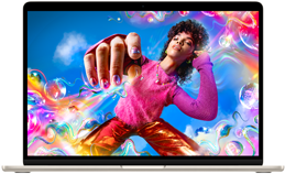 شاشة MacBook Air تعرض صورة زاهية الألوان لإظهار نطاق الألوان ووضوح شاشة ريتنا ليكويد