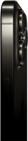 Side view of iPhone 15 Pro Max in a titanium design showing the power button_river