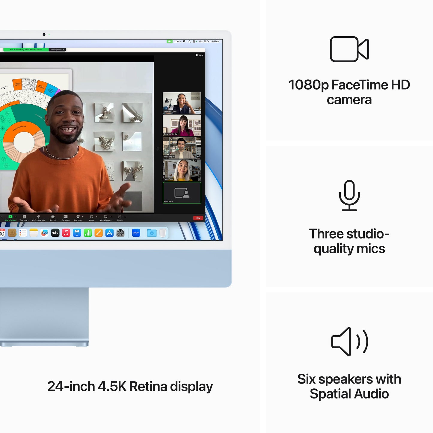 24-inch iMac with Retina 4.5K display: Apple M3 chip with 8‑core CPU and 10‑core GPU, 256GB SSD - Blue