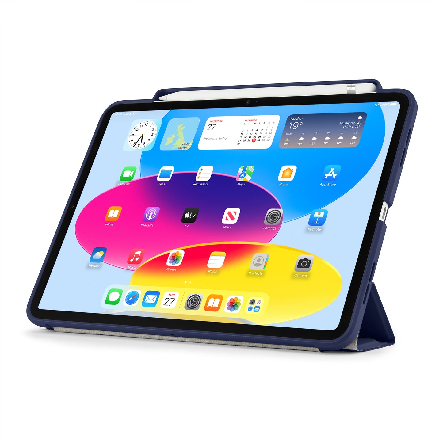 Pipetto iPad (A16) / iPad (2022) Origami No3 Pencil Case - Dark Blue