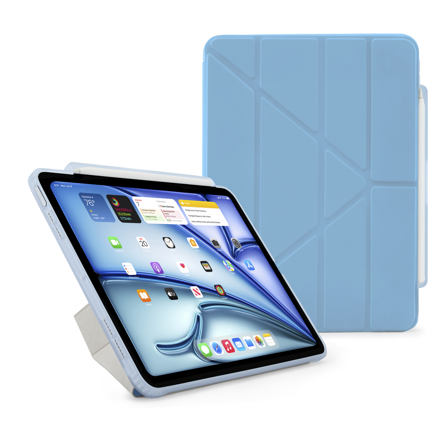 Pipetto iPad Air 11 (M4/M3/M2) Origami No3 Pencil Case - Light Blue