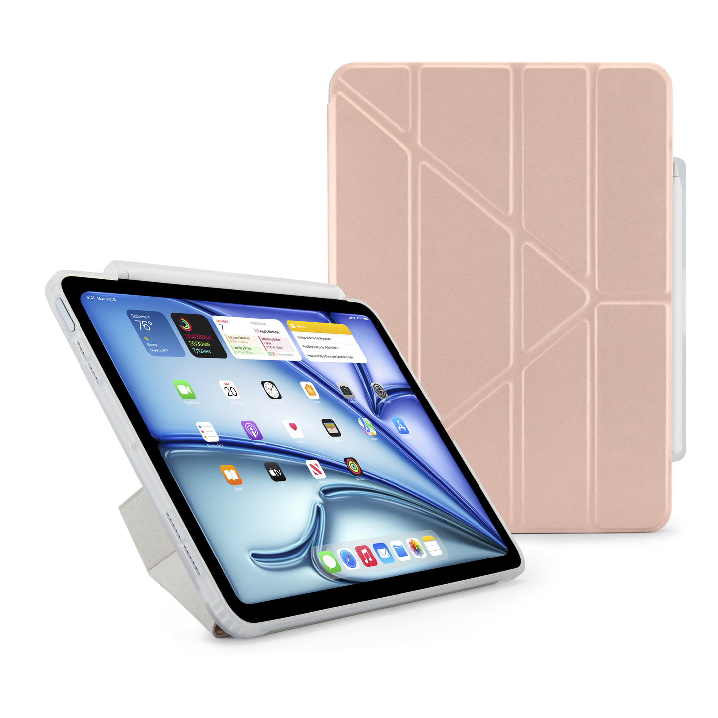 Pipetto iPad Air 11 (M4/M3/M2) Origami No3 Pencil Case - Metallic Pink
