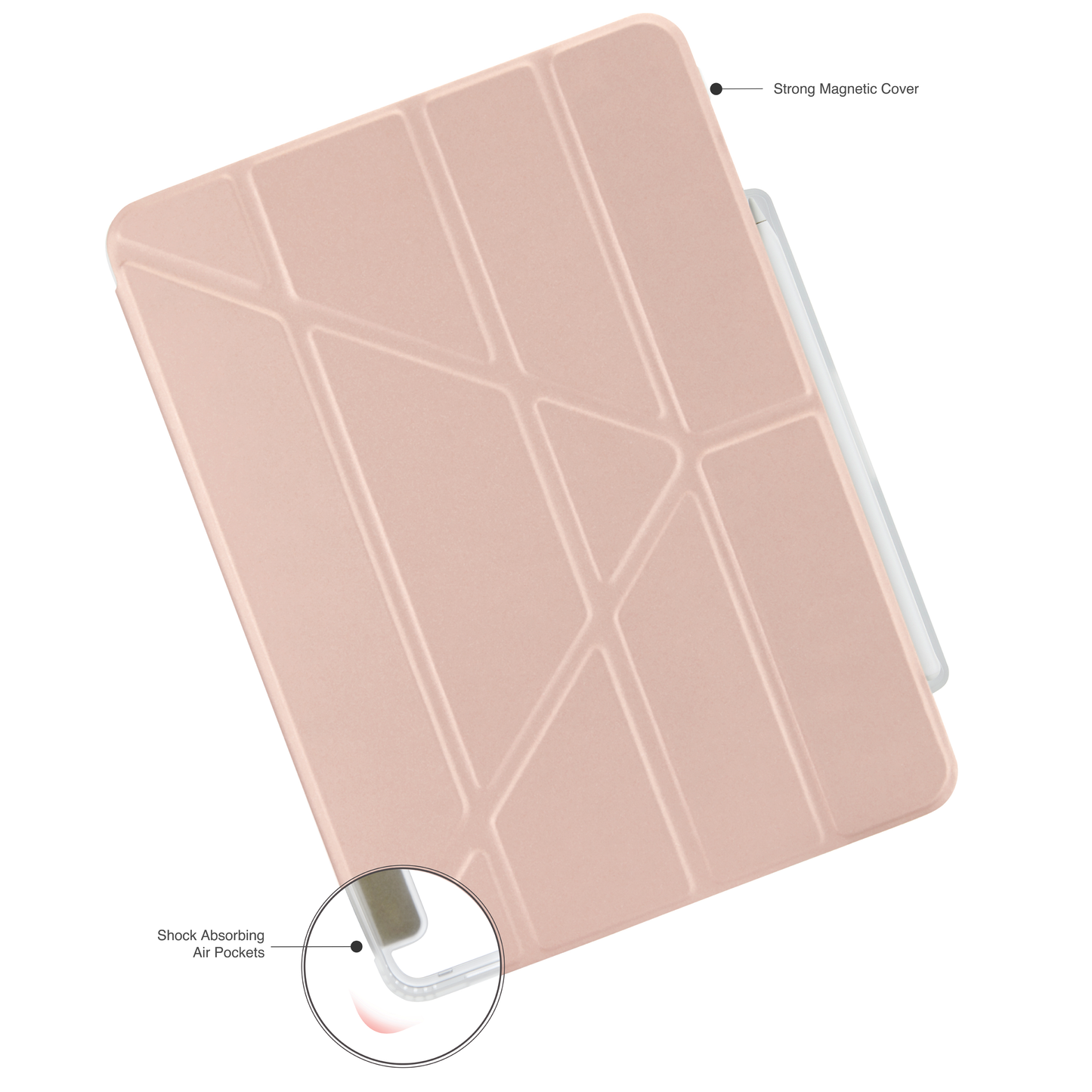 Pipetto iPad Air 11 (M4/M3/M2) Origami No3 Pencil Case - Metallic Pink