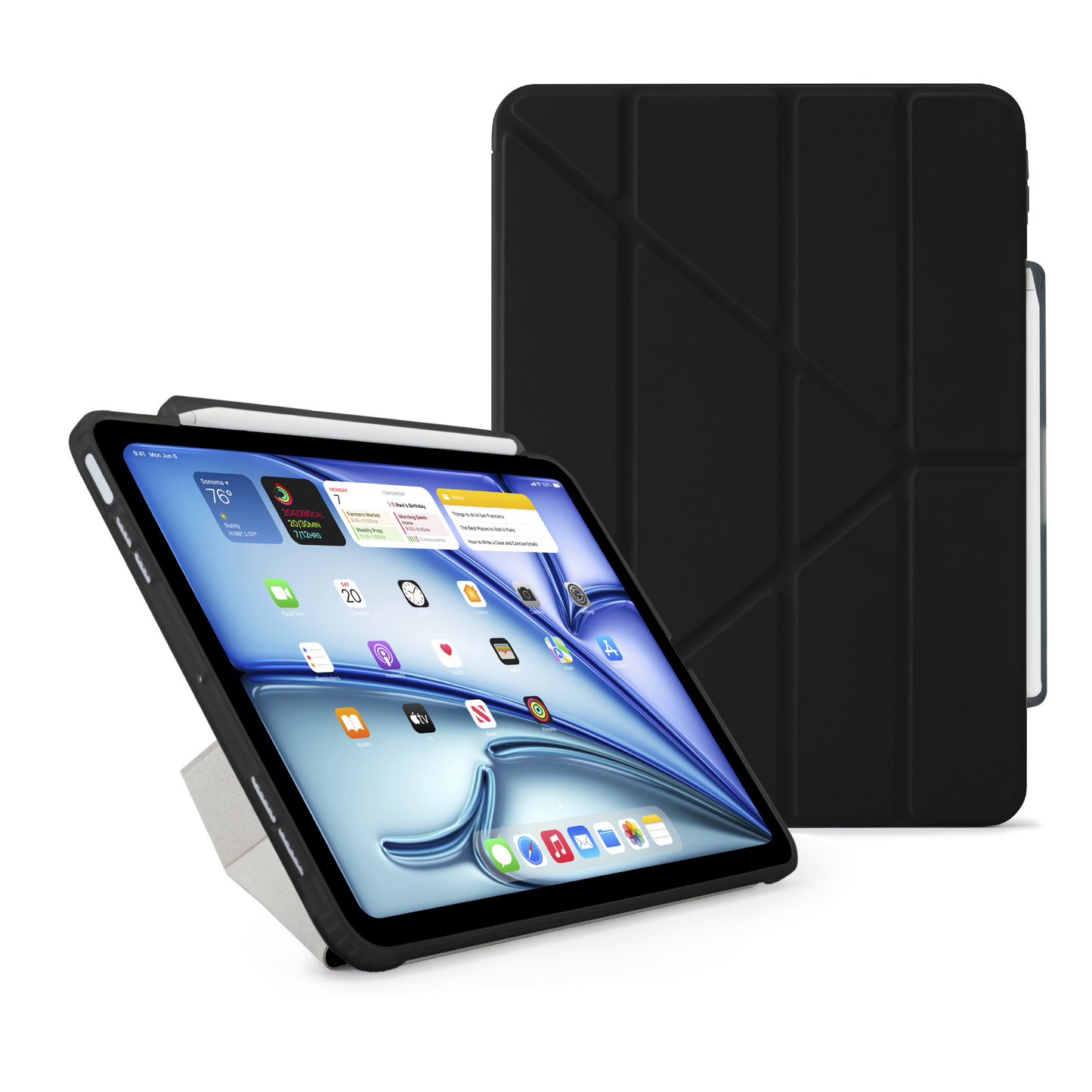 Pipetto iPad Air 13 (M4/M3/M2) Origami No3 Pencil Case - Black