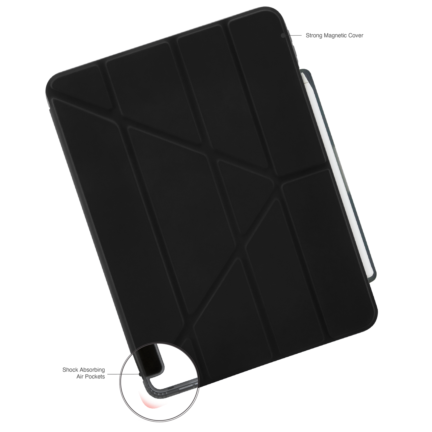 Pipetto iPad Air 13 (M4/M3/M2) Origami No3 Pencil Case - Black