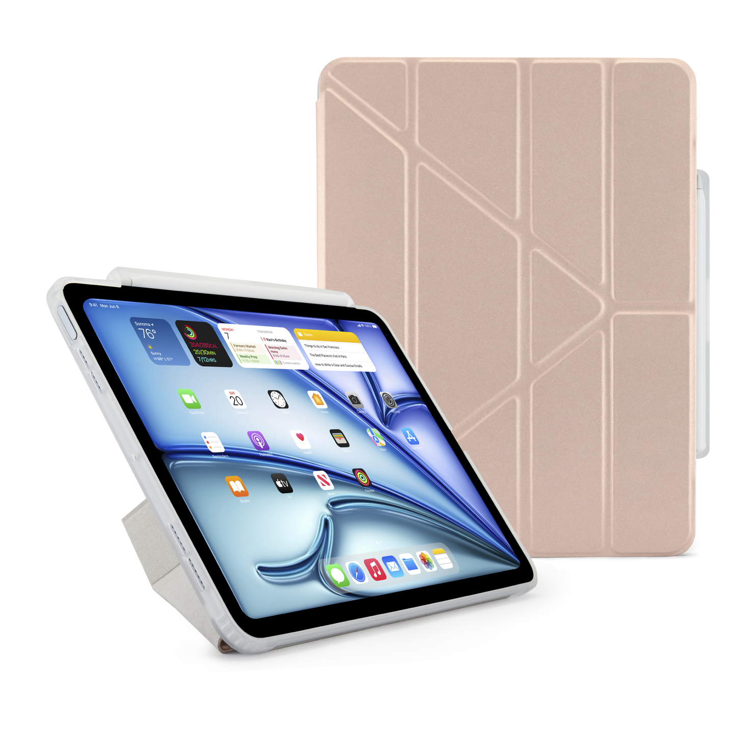 Pipetto iPad Air 13 (M4/M3/M2) Origami No3 Pencil Case - Metallic Pink