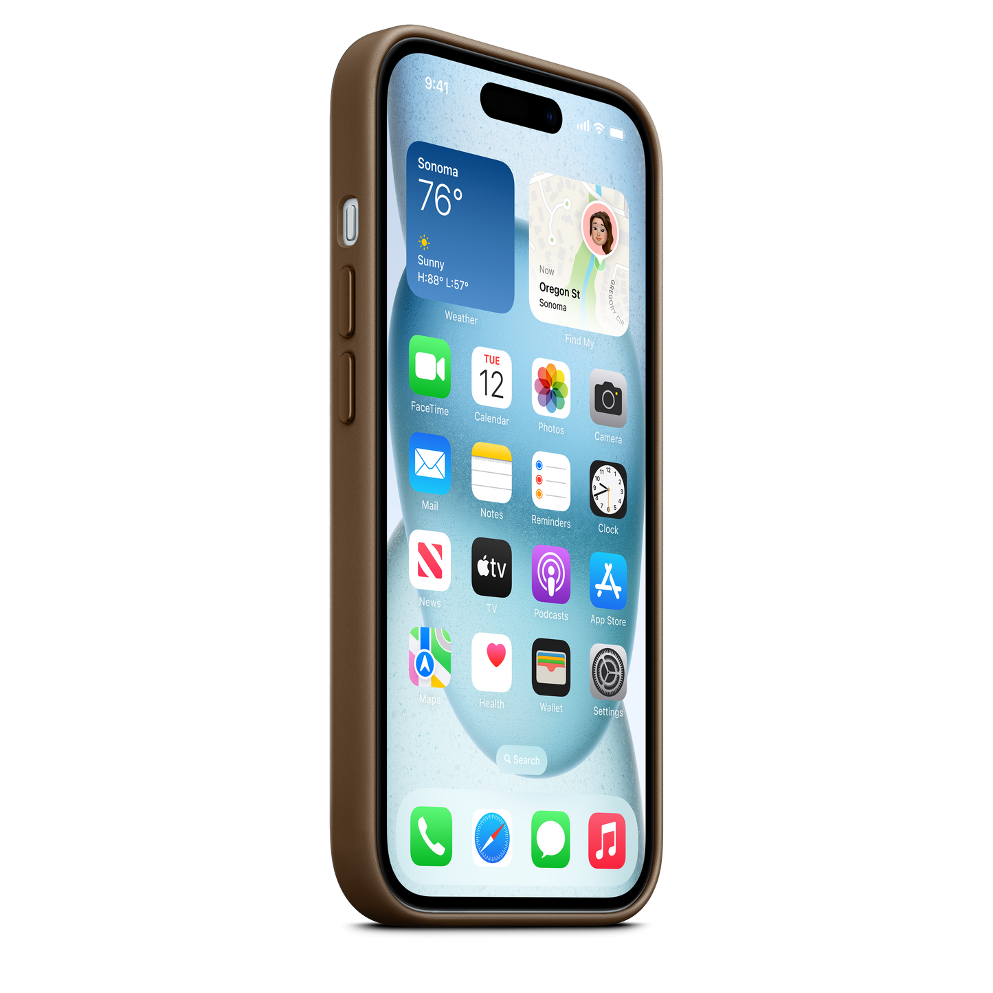 حافظة iPhone 15 من نسيج محبوك مع MagSafe - لون Taupe