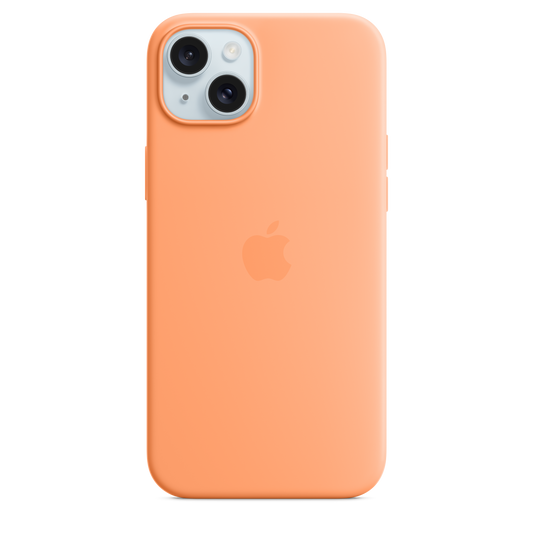 حافظة iPhone 15 Plus من السيليكون مع MagSafe - لون Orange Sorbet