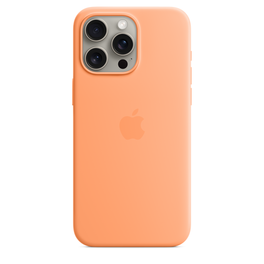 حافظة iPhone 15 Pro Max من السيليكون مع MagSafe - لون Orange Sorbet