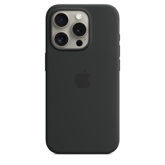 حافظة iPhone 15 Pro من السيليكون مع MagSafe - لون Black
