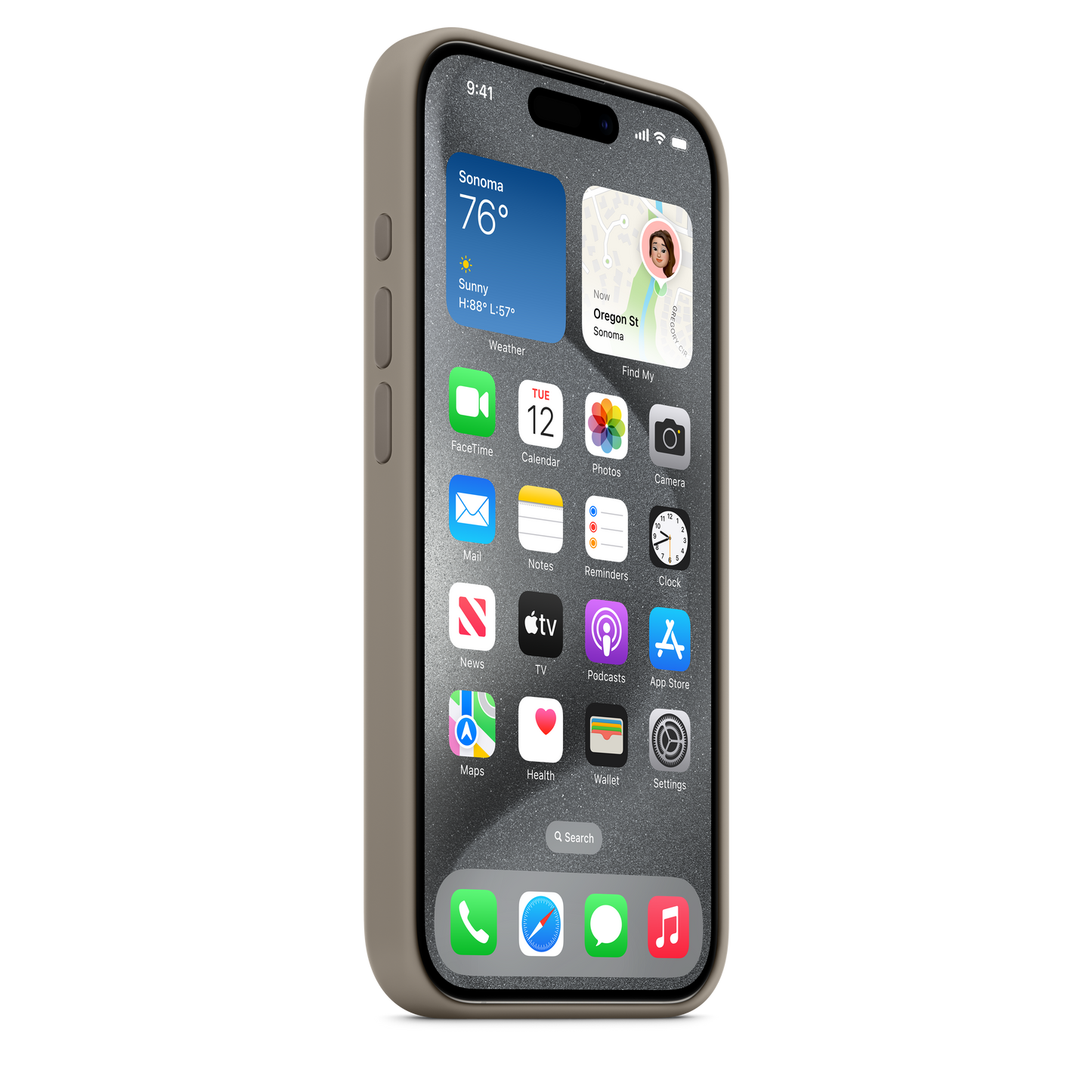 حافظة iPhone 15 Pro من السيليكون مع MagSafe - لون Clay
