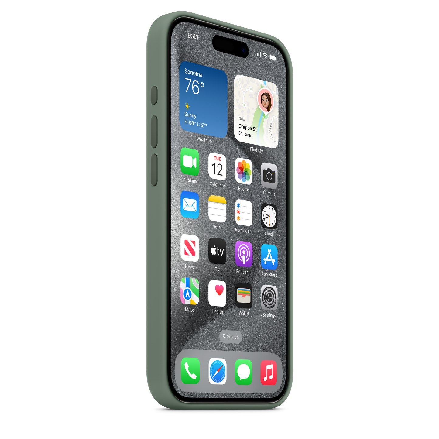 حافظة iPhone 15 Pro من السيليكون مع MagSafe - لون  Cypress