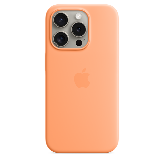 حافظة iPhone 15 Pro من السيليكون مع MagSafe - لون Orange Sorbet