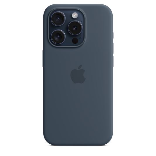 حافظة iPhone 15 Pro من السيليكون مع MagSafe - لون Storm Blue