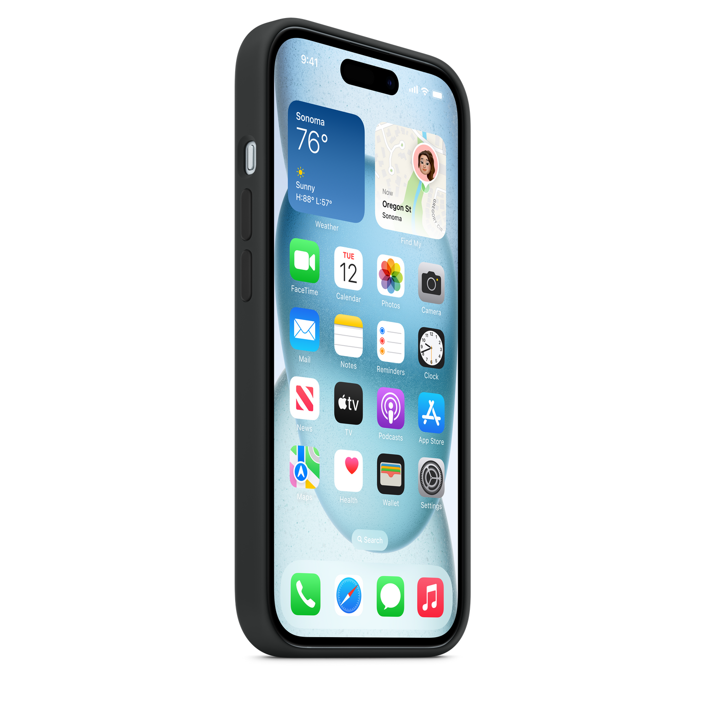 حافظة iPhone 15 من السيليكون مع MagSafe - لون Black