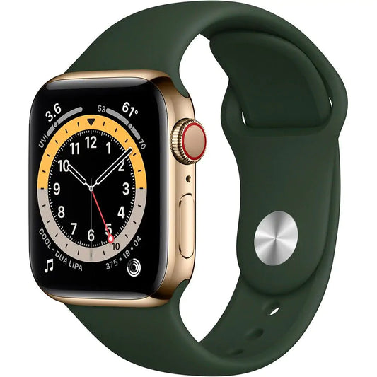 Apple Watch Series 6 Cellular 44mm Gold Stainless Steel Case with Cyprus Green Sport Band