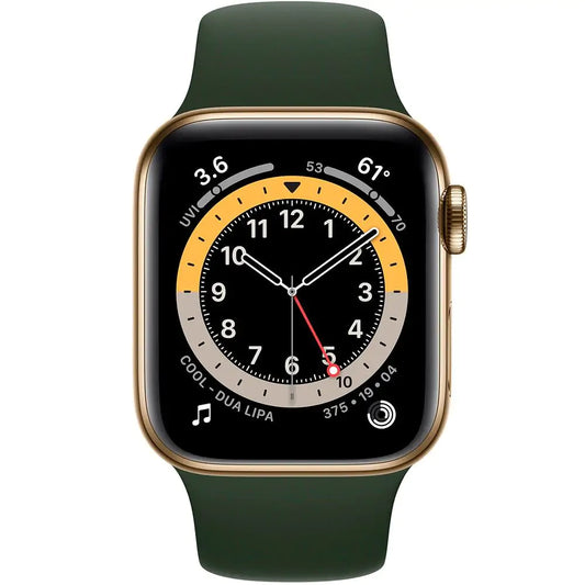 Apple Watch Series 6 Cellular 40mm Gold Stainless Steel Case with Cyprus Green Sport Band