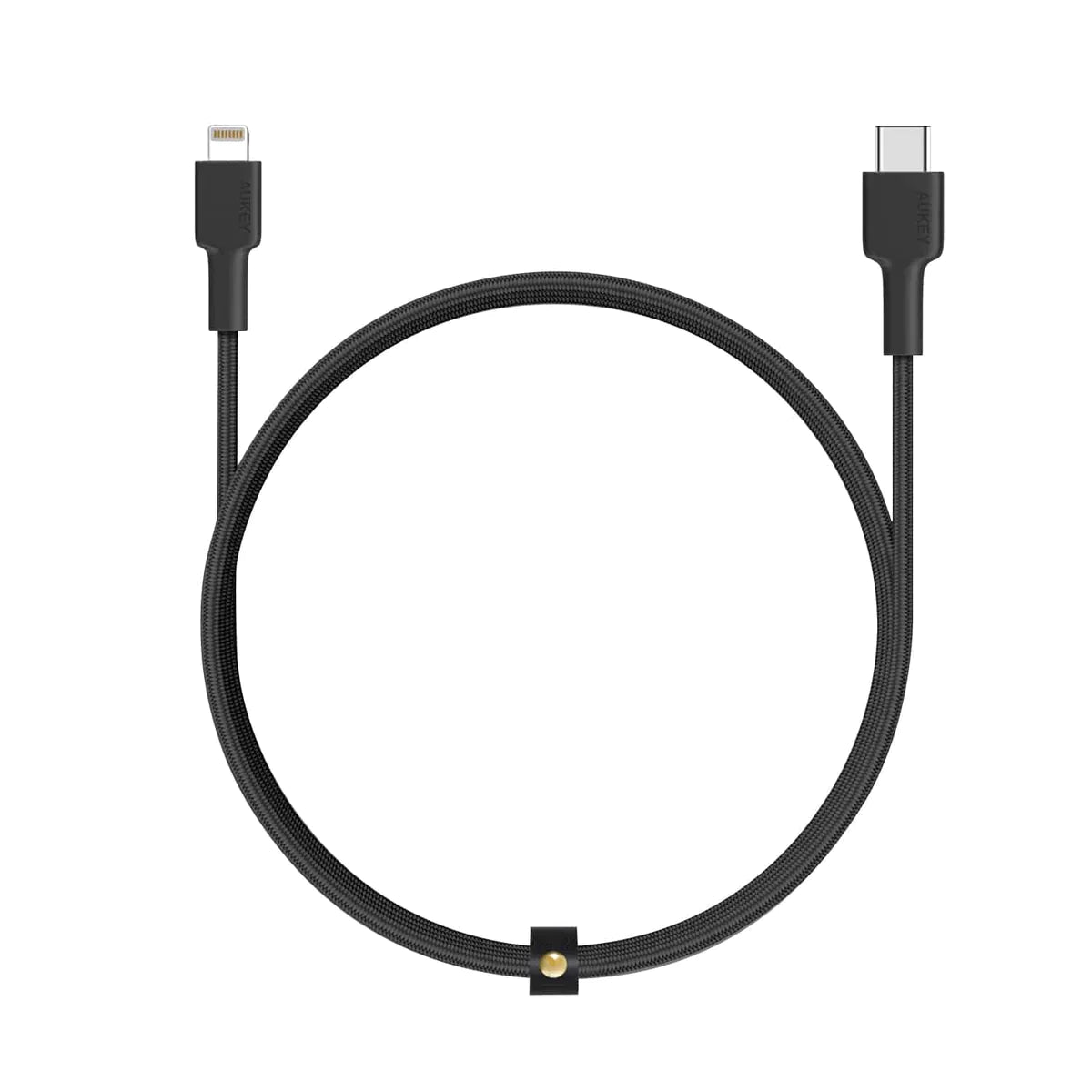 Aukey Braided Nylon Sync and Charge MFI USB Type-C To Lightning Charging Cable (1M, NCL1) - Black